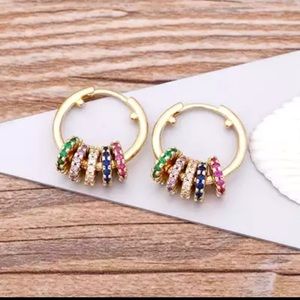 Colorful Beads Dangle Earrings Copper Cubic Zircon  earrings